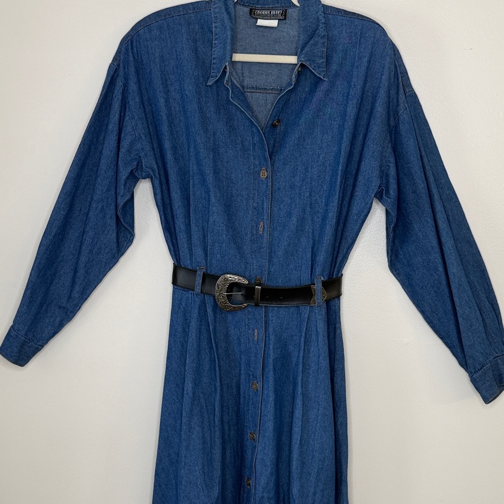 Chorus Blue Denim Western Long Sleeve Cotton Blend Dress Size 10 - Picture 3 of 8